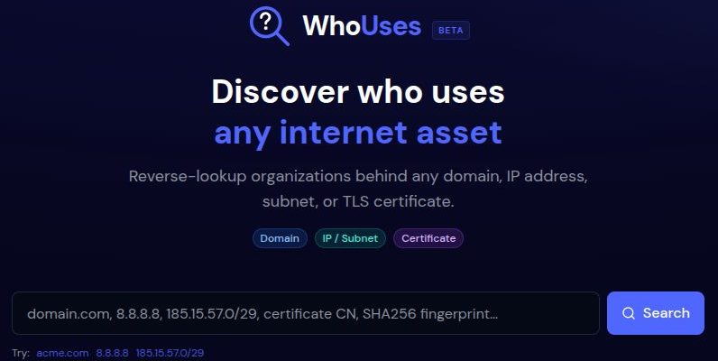WhoUses, le service de recherche inverse de Scovery